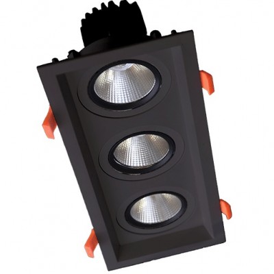 Φωτιστικό LED Χωνευτό Κινητό 3x30W 230V 6300lm 24° 4000K Λευκό Φως IP44 Μαύρο